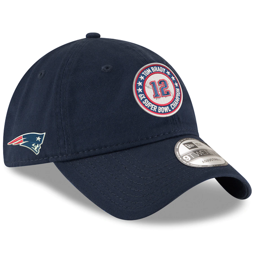 New Era Tom Brady New England Patriots Navy 6-Time Super Bowl Champions GOAT Circle 9TWENTY Adjustable Hat