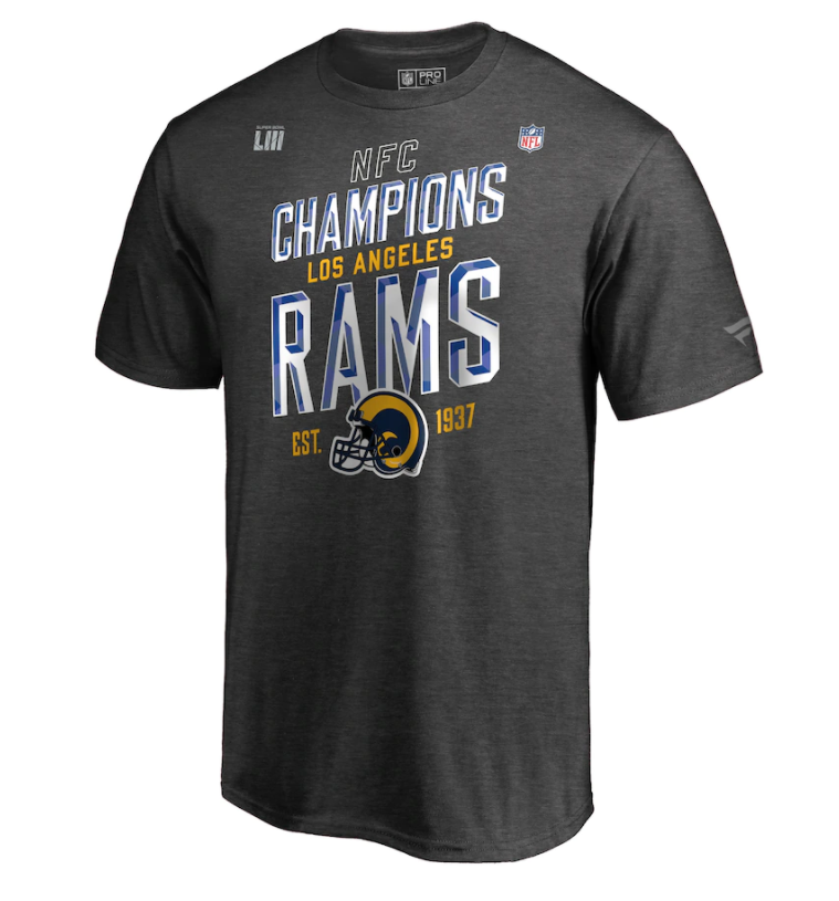 Men's Los Angeles Rams NFL Heather Charcoal Official NFC Champions Collection T-Shirt
